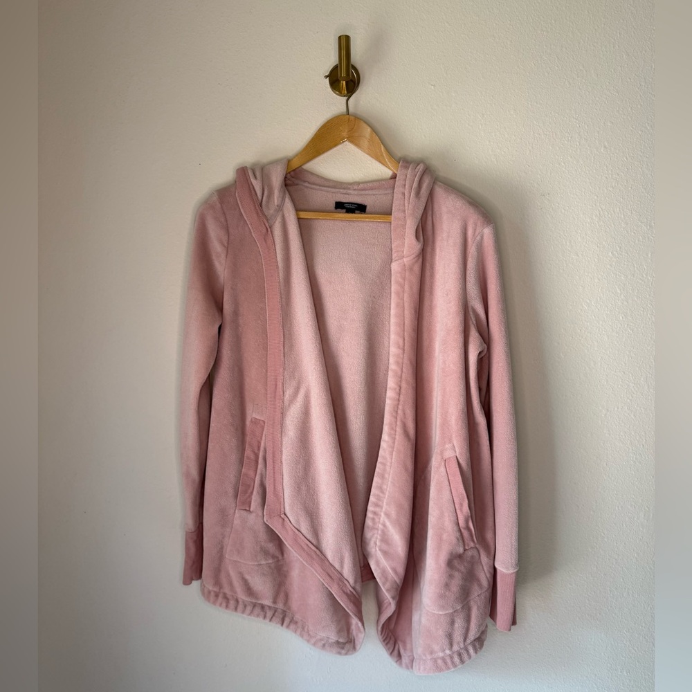 Simply Vera Vera Wang Pink Plush Hooded Cardigan size S